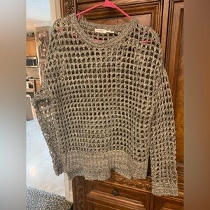 Blu Pepper Grey Open Weave Sweater Size Small